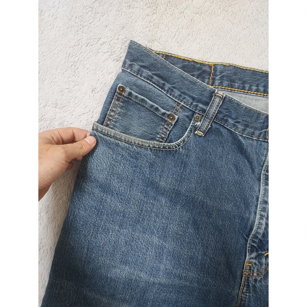 Levis Jean Shorts Mens 38 569 Baggy Skater Grunge Denim Blue Faded Jorts FLAW